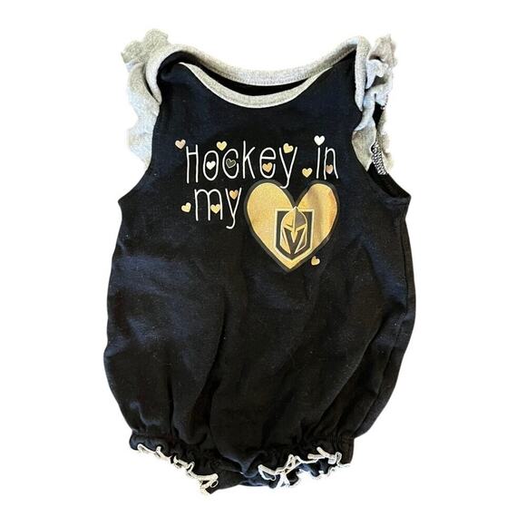 Baby Las Vegas Knights Hockey onesie 0-3 months Hockey in my heart black gold - Picture 1 of 5